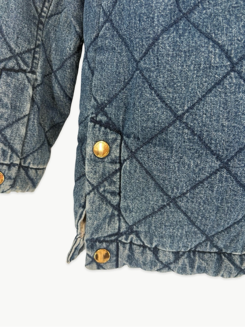 Vintage LRL Ralph Lauren Quilted Denim Chore Barn Jacket Size Small 90s Corduroy - Picture 10 of 16
